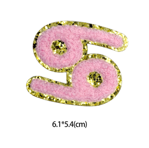 Purpurina Chenille doce signos del zodiaco parches autoadhesivos para accesorios de bolsa DIY - Product Image 6