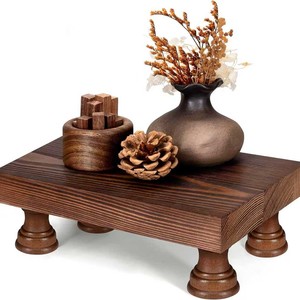 Solid Wood Square Decorative Tray Rustic Design Bathroom Organization Desktop Display Stand - Product Image 1