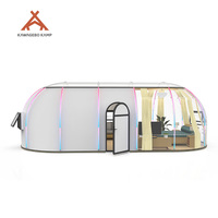 Dôme de restaurant bulle géodésique préfabriqué en polycarbonate PC Kawagebo Kamp (KK) de 4 m / 13,1 pi de largeur, ovale, pour glamping