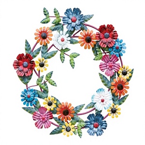 Corona Floral Metálica Hecha a Mano, Redonda, Decorativa, Estilo Rústico, Sin Iluminación, Paquete Individual - Product Image 1
