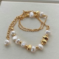 Collier pendentif en perles plaqué or fait main, bijoux de mode au style unique