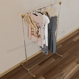 Bán lẻ hiển thị Closet Organizer đứng miễn phí <span class=keywords><strong>lucite</strong></span> quần áo giá tối giản đánh bóng Brass <span class=keywords><strong>lucite</strong></span> Acrylic quần áo giá - Product Image 3