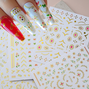 12 pegatinas 3D de metal plateado <span class=keywords><strong>con</strong></span> rayas y estrellas para uñas, calcomanía <span class=keywords><strong>francesa</strong></span> bronceadora <span class=keywords><strong>con</strong></span> ondas para <span class=keywords><strong>manicura</strong></span>, 10*8cm, DIY, líneas triangulares arcoíris, deslizador de uñas - Product Image 4