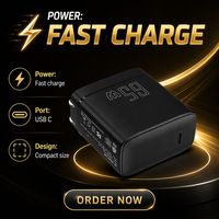 Chargeur GaN 65W Shenzhen Lvxiangyuan, bloc de charge rapide USB Type-C, adaptateur mural fin pliable, prise US, certifié ETL FCC DOE VI