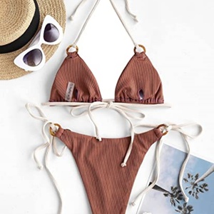 Traje de Baño Bikini Personalizado para Mujer Talla Grande 2024 con Estampado de Leopardo, Sujetador Push-Up, Material Spandex/Poliéster - Product Image 2