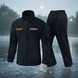 Veste et pantalon imperméables unisexes en polyester pongé avec capuche, vêtements de pluie réfléchissants et respirants pour <span class=keywords><strong>moto</strong></span> et vélo - Product Image 1
