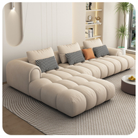 Modulares Ecksofa in L-Form, Wohnzimmer-Sofas mit Tiefsitz, Nordisches Modernes Weißes Couch-Sofa-Set