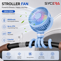 Ventilateur à clipser pour poussette, batterie longue durée 8000 mAh, support flexible pieuvre, lumière d'ambiance colorée, trépied détachable, service OEM ODM