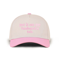 Gorra de Béisbol Creativa de Dos Tonos Bordada con "Put It on My Husband's Tab", Gorra de Béisbol de Cinco Paneles de Algodón Personalizable