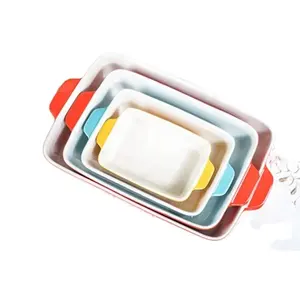 Hot sale bakeware ceramic square cooking colorful baking pan set