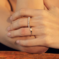 Bague demi-éternité en argent 925 plaqué or 18 carats avec perle d'eau douce, bijoux personnalisés LOZRUNVE