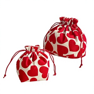 Bolsa de Maquillaje de Pana con Cordón, Ecológica, Estilo Vintage, en Forma de Corazón, para Guardar Cosméticos, Artículos de Aseo y Cuidado de la Piel, Tamaño Grande - Product Image 2