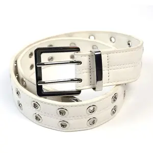 Cintura in Pelle PU Stile Punk Chic con Doppi Occhielli in Lega per Uomo e <span class=keywords><strong>Donna</strong></span> Jeans <span class=keywords><strong>Cowboy</strong></span> Western Moda Designer Larghezza 4cm Lunghezza 115cm - Product Image 1