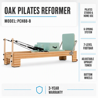 Machine de Pilates Reformer en chêne PCH88-B, structure en bois, cuir PU, pour studio et domicile, entraînement de force, de flexibilité et d'équilibre