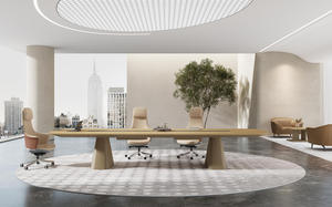 Mesa de <span class=keywords><strong>Conferencia</strong></span> Moderna y Ecológica de Madera con Gestión de Cables y Vetas Rectas para Salas de <span class=keywords><strong>Conferencia</strong></span> - Product Image 2