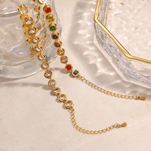 Stainless Steel <b>Bracelet</b> <b>Rainbow</b> Zircon Bohemian Style 18k Gold Plated Waterproof Fashion Jewelry - Product Image 4