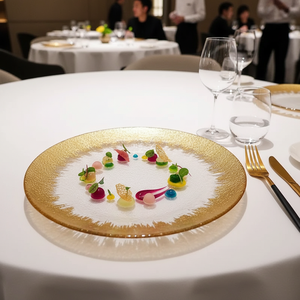 Plato <span class=keywords><strong>de</strong></span> cristal europeo Retro Occidental para el hogar, textura dorada dibujada a mano, plato <span class=keywords><strong>de</strong></span> fruta <span class=keywords><strong>de</strong></span> bistec cortado en frío ecológico para fiestas - Product Image 6