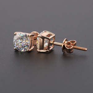 Orecchini personalizzati Starsgem in oro 14k/10k, a forma rotonda, con moissanite H&A da un carato. - Product Image 2