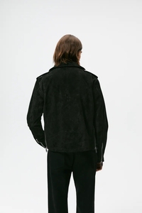 Men's High Quality Multi Zippers <strong>Black</strong> Adjustable Waist With Belt <strong>Suede</strong> Biker <strong>Jacket</strong> With Snap Button Winter Men's <strong>Jacket</strong> - Product Image 4
