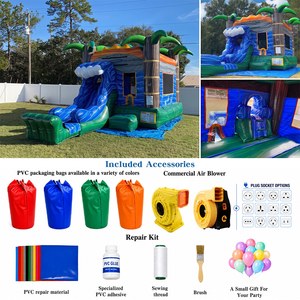 Brincolín Infantil con Diseño de <span class=keywords><strong>Isla</strong></span> Tropical, Palmeras y Tobogán con Forma de Olas, Casa de Brinco Comercial para Fiestas Temáticas - Product Image 2