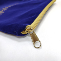 Sac à fermeture éclair en velours, doublure en satin, double compartiment, personnalisable avec logo, emballage direct usine