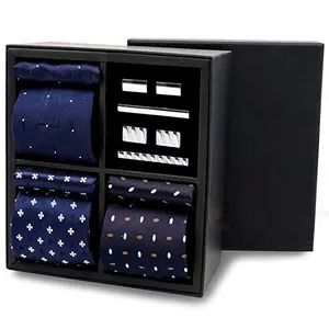 Handmade 3 PCS Classic Men's Polyester Necktie Pocket Square Multiple Tie Sets