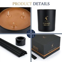 Ensemble cadeau de bougies parfumées et diffuseurs à bâtonnets de luxe, sans alcool, en cire de soja, dans un flacon en verre, pour parfumer la maison
