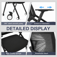 Chaise de bureau ergonomique moderne en maille avec accoudoirs rabattables, support lombaire empilable, pour hôpital et usage domestique