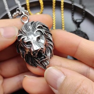 Ingrosso collana con ciondolo in metallo da uomo con ciondolo in metallo e Rock per gioielli con testa animale collana pendente - Product Image 2