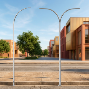 LECUSO Curved Arm Single/Double Light <b>Pole</b> 4M-8M Hot Dip Galvanized Steel CE ISO9001 Certified Street 10-Year High Quality 15Ft - Product Image 1