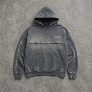 Sudadera con capucha gris lavada personalizada con estampado <span class=keywords><strong>de</strong></span> otoño, gráfico <span class=keywords><strong>de</strong></span> brújula archivada, borde sin rematar, estilo oversize, streetwear para marcas <span class=keywords><strong>de</strong></span> ropa masculina - Product Image 1