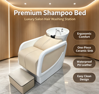 En gros, Lit de lavage de cheveux en céramique blanche, inclinable, pour salon et spa, avec robinet pulvérisateur et repose-pieds réglable