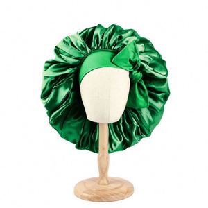 Grand bonnet en satin avec nœud, protection capillaire, bonnet de nuit réglable avec longues sangles, logo personnalisé, idéal pour les voyages, pour femmes adultes, cadeaux promotionnels - Product Image 2