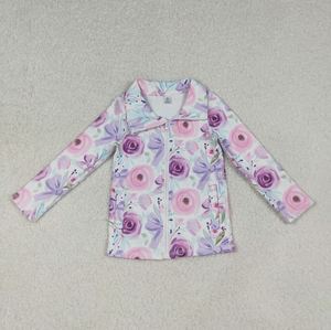 Vestes de yoga actives pour bébés filles avec fleurs, nœuds, poches et fermeture éclair - Product Image 4