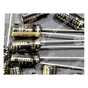 Condensador ELNA 22UF 25V TONEREX, Diámetro 5*11mm, Terminales de Cobre, Condensador de Alta Fidelidad 22UF 25V - Product Image 1