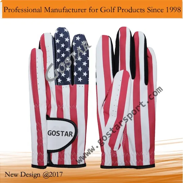 การพิมพ์แบบเต็ม USA FLAG PU ถุงมือกอล์ฟ,หนังสังเคราะห์กอล์ฟถุงมือการพิมพ์