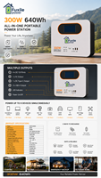 Station d'alimentation portable à charge solaire 300W 640Wh, batterie au lithium, alimentation de secours pour camping-car, voyage, extérieur, maison, urgence