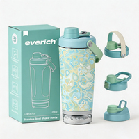 Bouteille shaker en acier inoxydable multicolores avec compartiment amovible pour poudre protéinée, 20 oz, gobelet de sport fitness