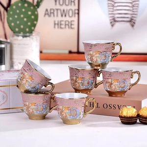 New Arabic gốm cốc hoa phong cách Châu Âu Bàn cà phê thiết lập sang trọng hiện đại <span class=keywords><strong>cup</strong></span> khuyến mại Bộ quà tặng của <span class=keywords><strong>6</strong></span> cốc cà phê - Product Image 5