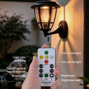 Lámpara <span class=keywords><strong>Solar</strong></span> LED Dingdian para <span class=keywords><strong>Pared</strong></span>, Iluminación Exterior Impermeable, Luz de Jardín para Patio, Montaje en <span class=keywords><strong>Pared</strong></span>, Doble Fuente de Alimentación, 3 Colores, 2W - Product Image 2