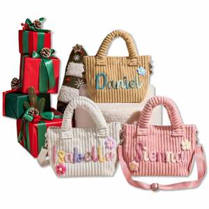 Personalized Women's Corduroy <b>Tote</b> <b>Bag</b>, Mini Crossbody <b>Bag</b>, Casual Shoulder-<b>Bag</b> with Name, Handbag for Picnic Camp Travel - Product Image 1