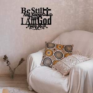 Arte Metálico Cristiano para Pared - Sírte tranquilo y sé que yo soy <span class=keywords><strong>Dios</strong></span> (<span class=keywords><strong>Salmo</strong></span> 46:10) - Decoración Inspiradora con Versículo Bíblico para el Hogar, Cocina, Dormitorio - Product Image 4