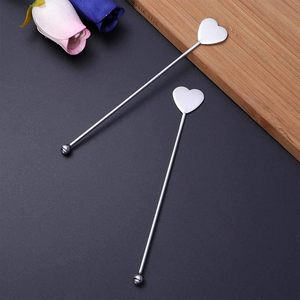 Bâtons de Swizzle en acier inoxydable personnalisés en forme de coeur de luxe accessoires de barre d'agitateur de café en métal personnalisés - Product Image 2
