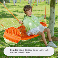 Balançoire ronde Ropecube, balançoire suspendue robuste de 660 lb pour enfants, siège de hamac intérieur/extérieur parfait pour la cour, le parc, la cour de jeux