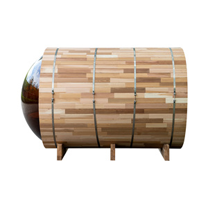 Sauna en cèdre rouge sec et humide de style moderne extérieur avec poêle à bois en option Sauna baril pour 2 personnes extérieur - Product Image 5