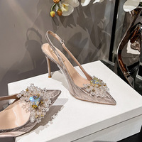 Chaussures à talon pour femme avec décoration en strass, élégantes, pour soirée et mariage, talons aiguilles 6/8/10 cm, collection 2025