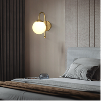 Lámpara de Pared LED de Estilo Nórdico Minimalista, con Globo de Cristal y Cuerpo de Latón, para Oficina o Edificio