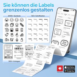 Impressora de Etiquetas Térmicas Autoadesivas A42, Fabricante de Etiquetas de Código de Barras, Tamanho Máximo de Papel 50mm, Resolução 203 para Varejo, Pequenos Negócios e Uso Doméstico - Product Image 2