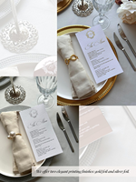 Cartes de menu de table de mariage personnalisées de luxe, lettres en feuille d'or et d'argent, style européen, personnalisables