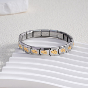 Heart Patterned Modular Bracelet Square Elastic Titanium Steel Unisex Jewelry - Product Image 3